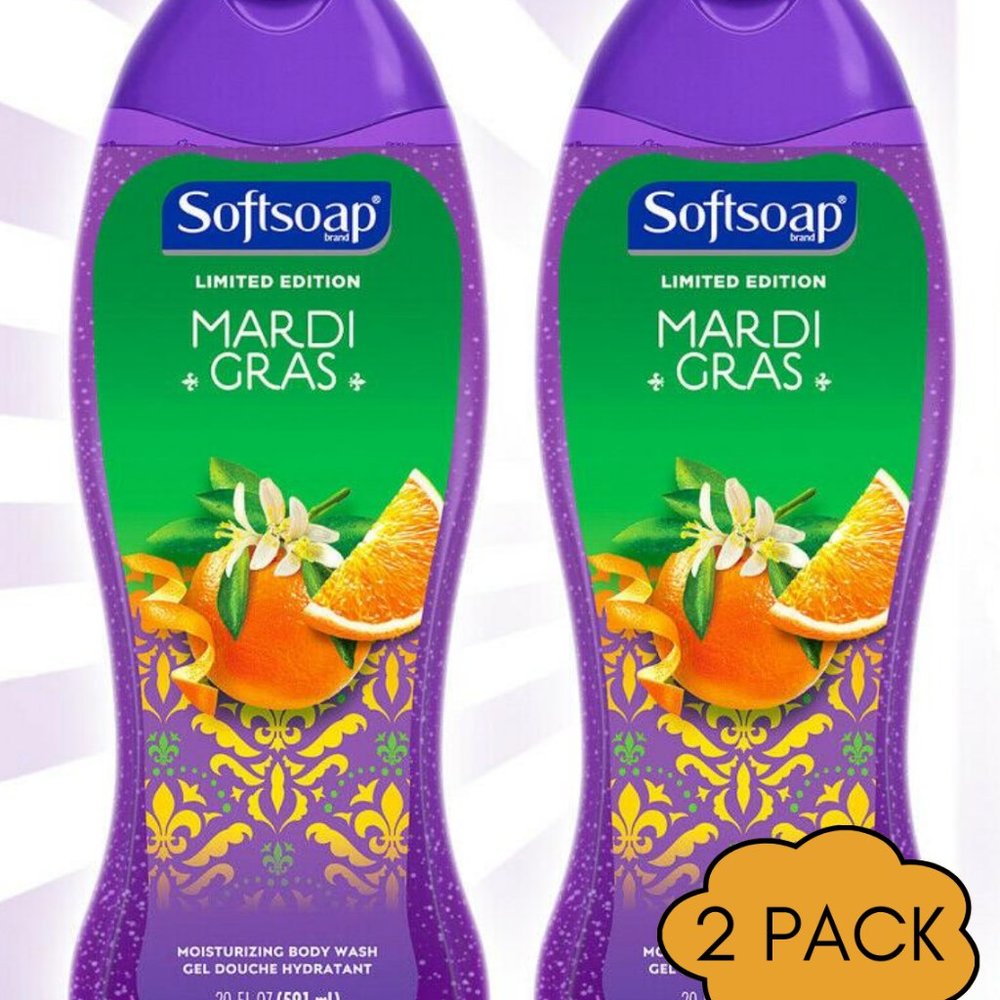 2 X NEW RARE Softsoap Mardi Gras Moisturizing Body Washes Limited Edition